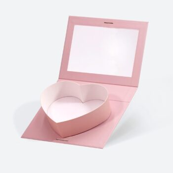 Geoto 8"x6"x2" Bulk Pink Single Heart Shaped Valentine's Day Treat Fillable Gift Packaging Box 2 Pack