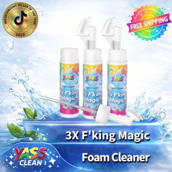 Yass Clean F'king Magic Fabric and Upholstery Foam Cleaner 3PACK 200ML Removes Stains With Carpet Cleaner Brush，Effectively Removes Stains And Odours Caused By Pets From Carpets And Upholstery