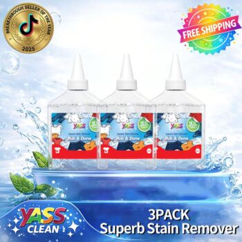 Yass Clean Laundry  NEW IMPROVED FORMULA Superb Stain Remover, Rub & Done ,Pre Washing Liquid for Colours & White Laundry,  Clothes Oil Stain Remover, Fast Laundry Stain Remover, Stubborn Stains Cleaner for Most Types of Clothes,(255ml)