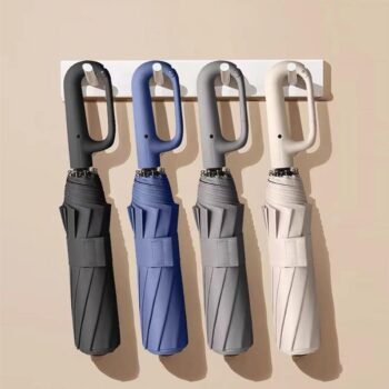 2 Pack Automatic Folding Windproof Folding Umbrellas, Portable Waterproof Rain Umbrella with Loop Buckle for Men & Women Color is random #GLOBAL PICKS